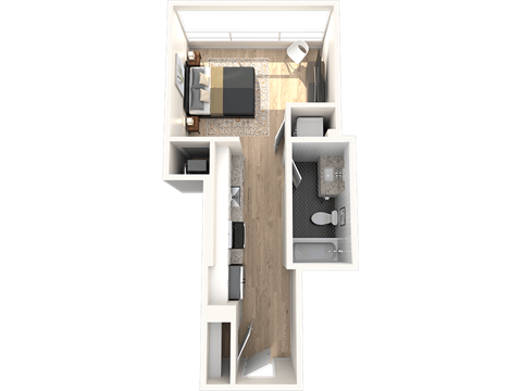 Floor plan for studio, 1 bath, 439 sqft